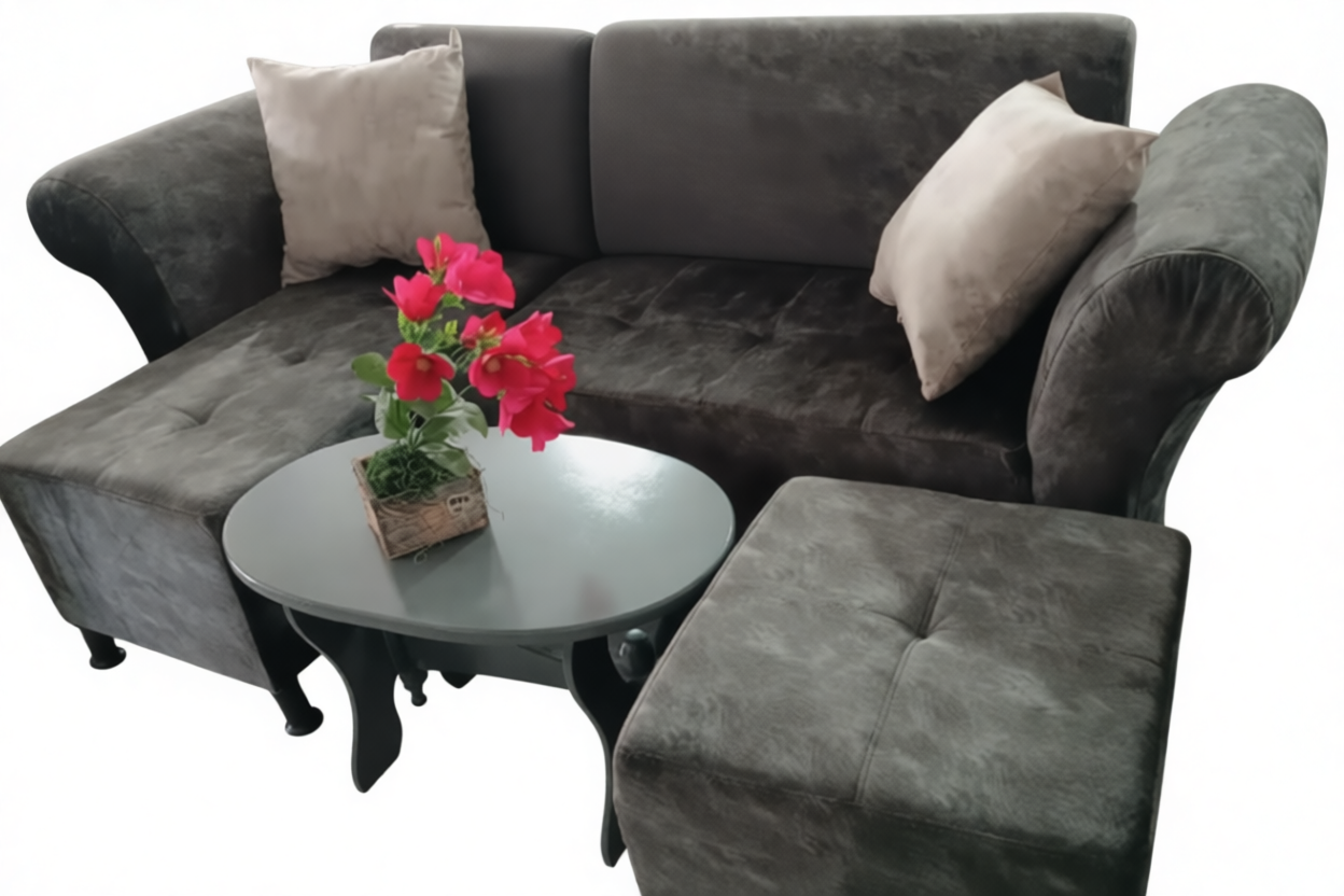 SILLON EN L CON BUTACO Y CENTRO DE MESA