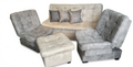 SALA DE SILLON CON COGINES Y 2 SILLONES INDIVIDUALES CON BUTACO, BEIGE GRIS