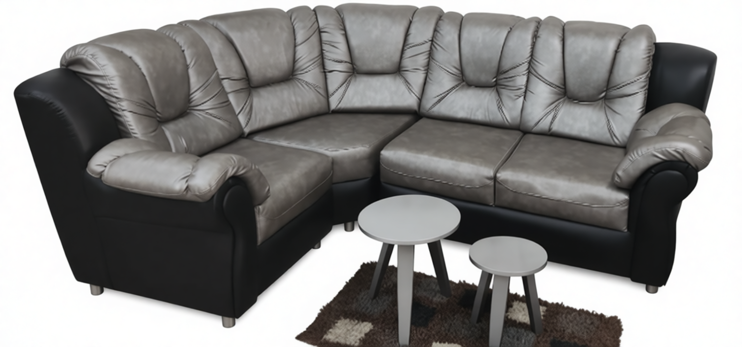 SALA SILLON EN L COLOR GRIS NEGRO CON CENTRO DE MESA